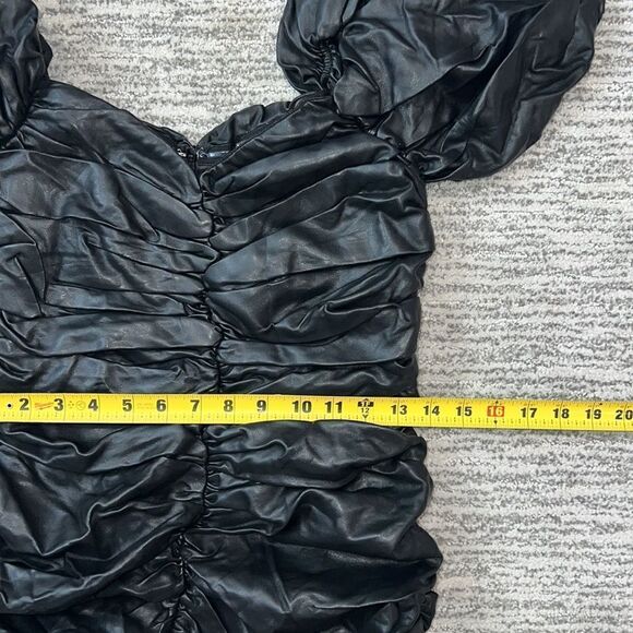 NWT Naked Wardrobe Runway Collection Faux Leather Ruched Mini Dress Medium - Picture 9 of 15